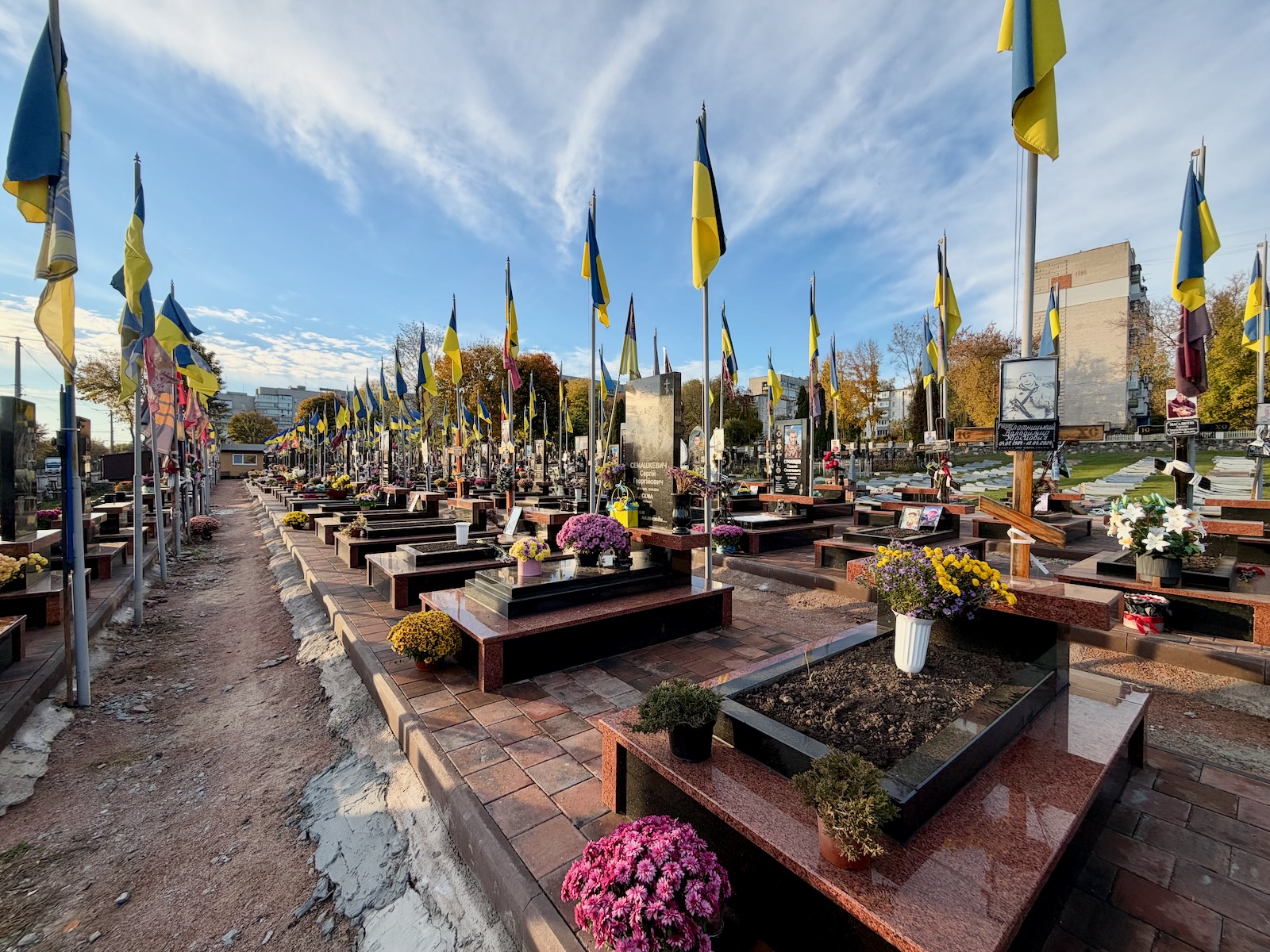 A memorial to the lives lost during the Russian invasion of Ukraine